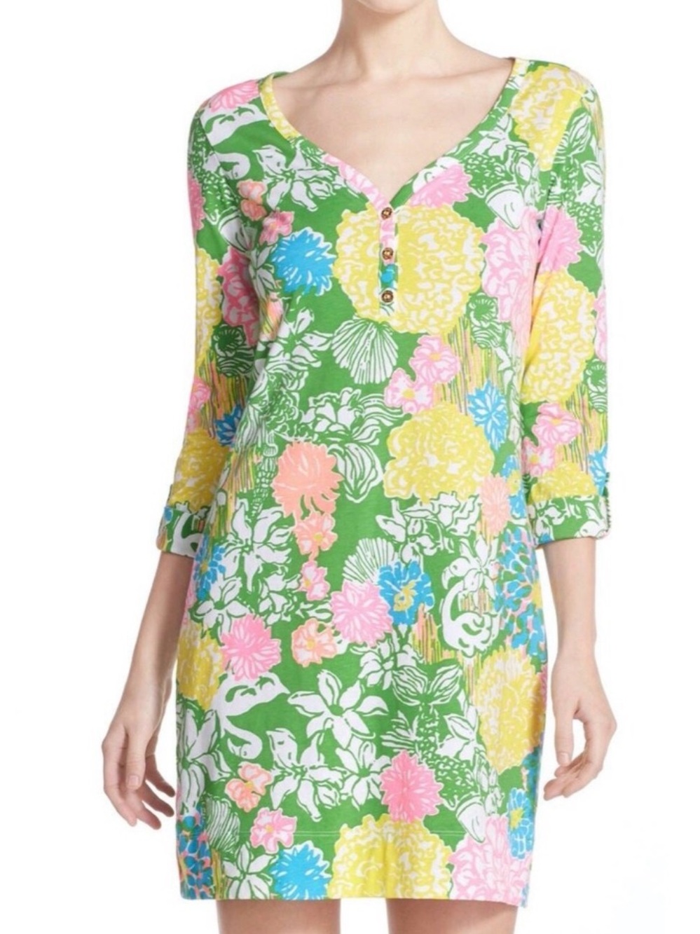 Lilly Pulitzer Palmetto knit V-neck dress in hibiscus stroll size large NWOT